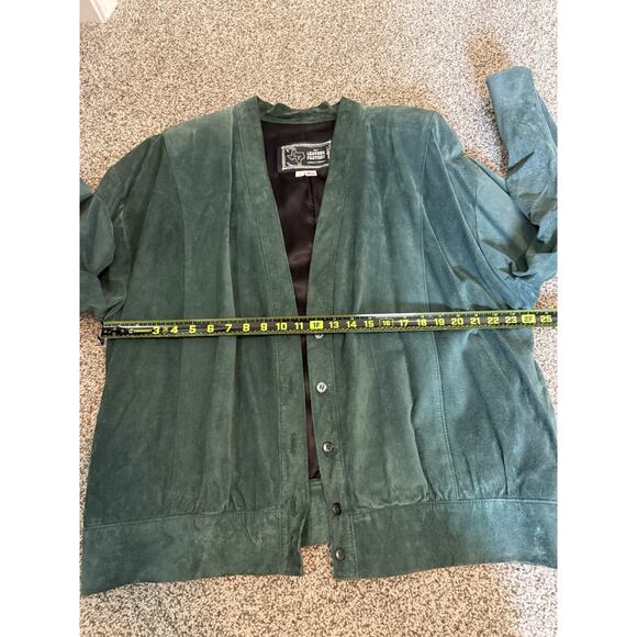 Vintage Green Leather Jacket/Cardigan Unisex Lg The Leather Factory Phase Texas. - Picture 5 of 7